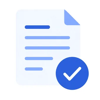 Draft document with an approval checkmark seal